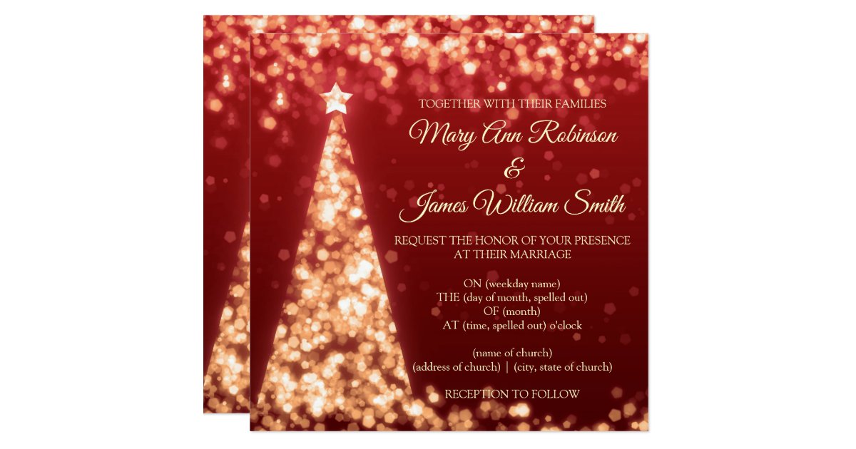 Elegant Red Gold Christmas Holiday Wedding Invitation Zazzle