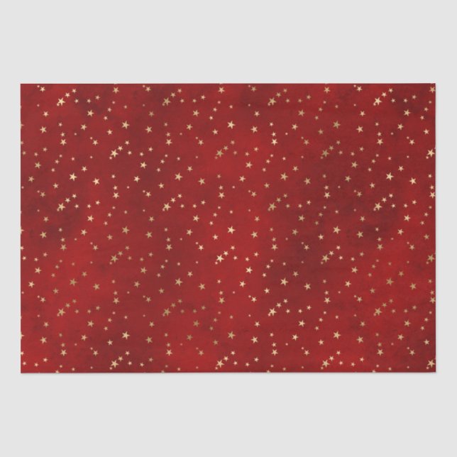 Elegant red gold Christmas lights stars cute foil Tissue Paper (Front)