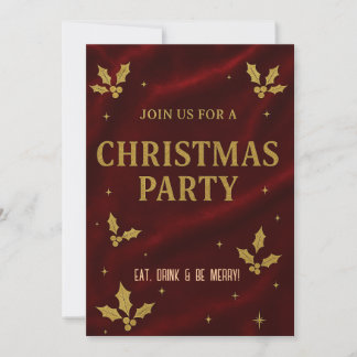 Elegant Red & Gold Christmas Party Invitation