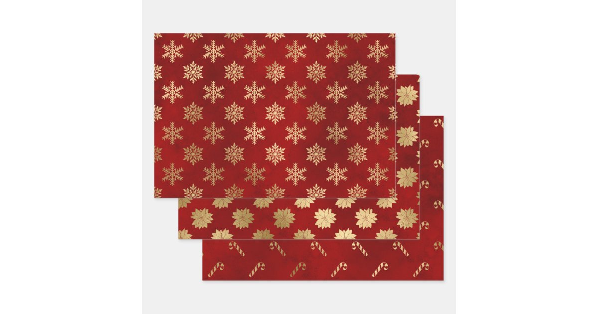 Elegant Christmas Burgundy & Gold Glitter-Print Wrapping Paper