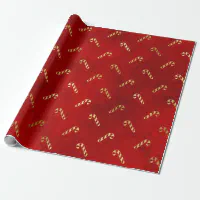 Elegant cute red and gold foil candy cane pattern wrapping paper sheets, Zazzle
