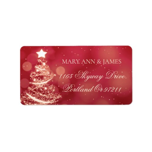 Elegant Red  Gold Christmas Wedding Address Label