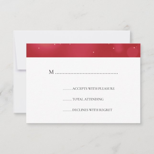 Elegant Red & Gold Christmas Wedding RSVP Card (Front)