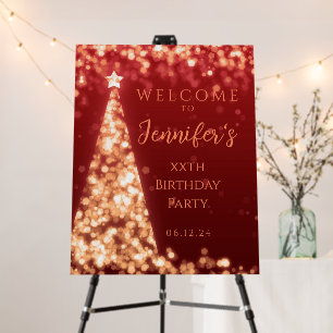 Elegant Red Gold Christmas Welcome Birthday Party Foam Board