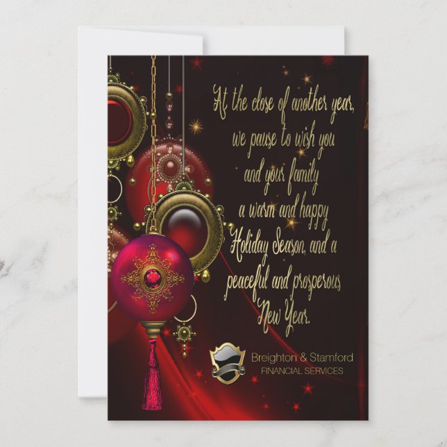 Elegant Red Gold Corporate Christmas Greeting Card (Front)