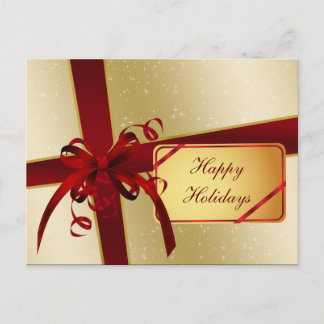 elegant red gold Corporate Holiday Greeting s Postcard