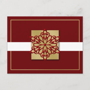 elegant red gold Corporate Holiday Greeting s Postcard