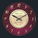 Elegant Red Gold Diamonds 25th Wedding Anniversary Large Clock<br><div class="desc">Elegant gold diamonds wedding anniversary clock.</div>