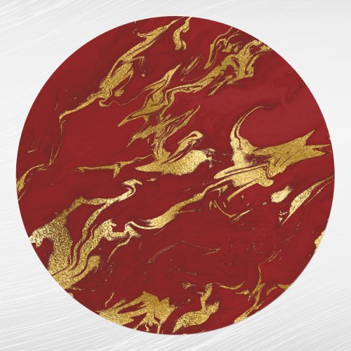 Elegant Red Gold Faux Marble Classic Round Sticker