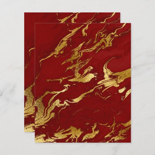 Elegant Red Gold Faux Marble Scrapbook Paper