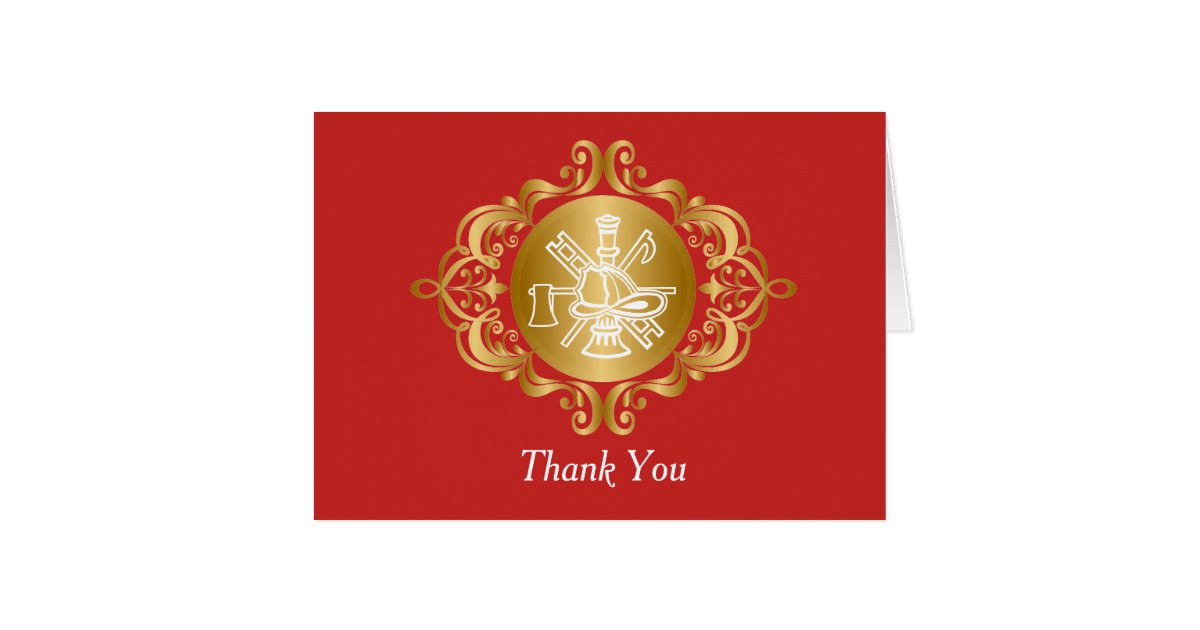 Elegant Red Gold Fire Icon Logo Thank You Cards | Zazzle