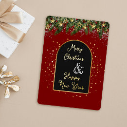 Elegant Red Gold Foil Christmas New Year Foil Holiday Card