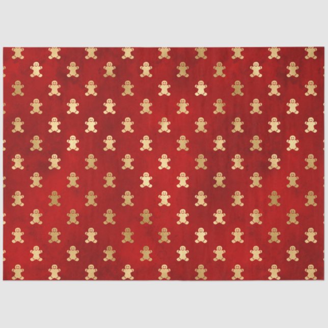 Elegant Red Gold Gingerbread Christmas Tissue Paper (Front)
