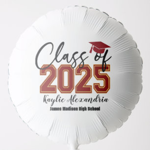 Elegant Red & Gold Graduation Balloon