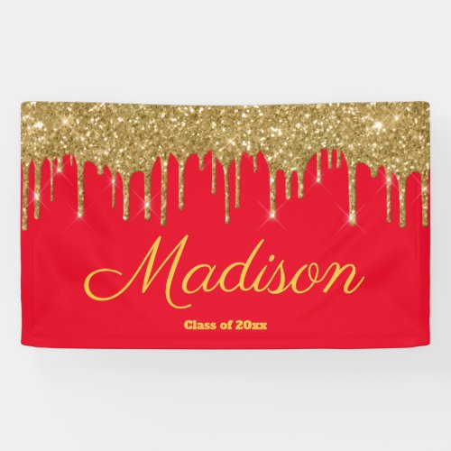 Elegant Red  Gold Graduation Party Class of 2024 Banner