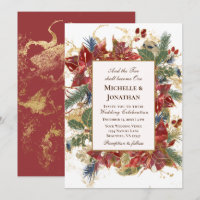 Elegant Red Gold Green Christmas Christian Wedding