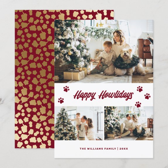 Elegant Red Gold Happy Howlidays Photo