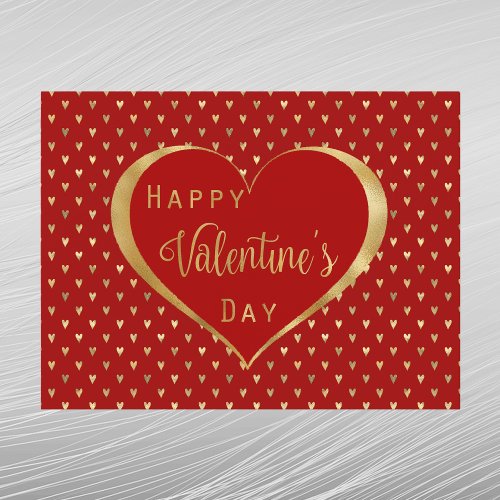 Elegant Red Gold Heart Valentine Holiday Postcard