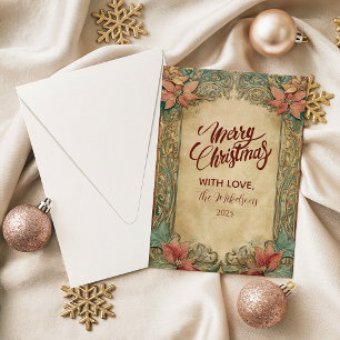 Elegant Red Gold Holiday Party Card