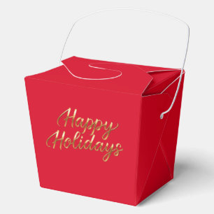 Elegant Red Gold Holiday Party Favor Boxes