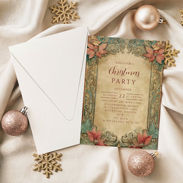 Elegant Red Gold Holiday Party Invitation (Creator Uploaded)