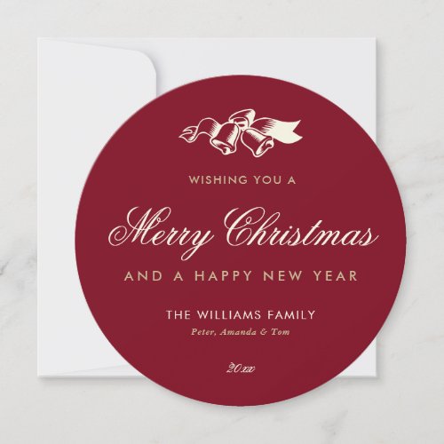 Elegant Red Gold Merry Christmas Holiday Card