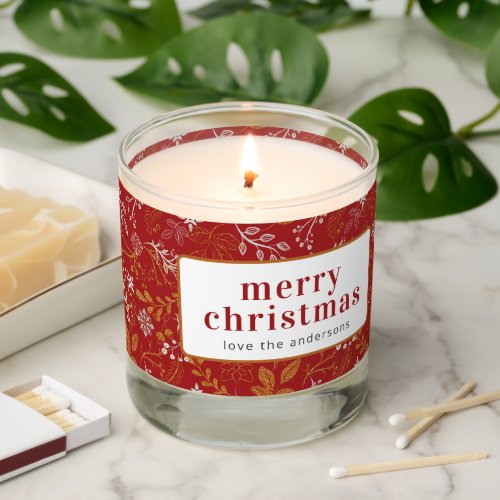 Elegant Red Gold Merry Christmas  Scented Candle