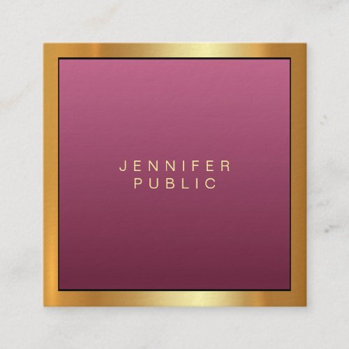 Elegant Red Gold Modern Professional Artistic Luxe Square Business Card