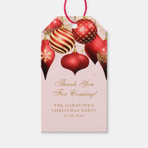 Elegant Red Gold Ornaments Christmas Party Gift Tags