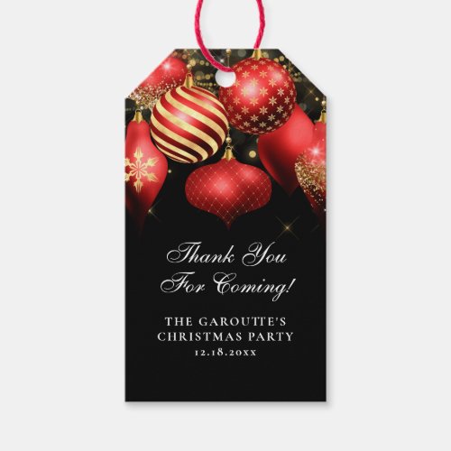 Elegant Red Gold Ornaments Christmas Party Gift Tags