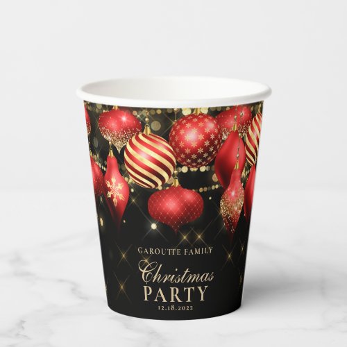 Elegant Red Gold Ornaments Christmas Party Paper Cups
