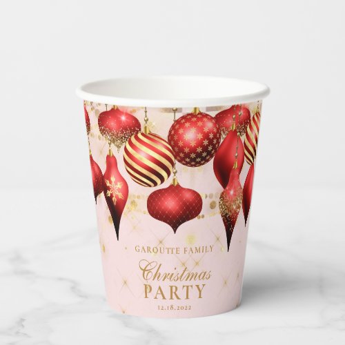 Elegant Red Gold Ornaments Christmas Party Paper Cups