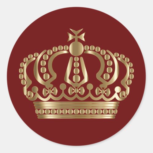 Elegant Red Gold Ornate Crown Envelope Seal