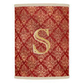Elegant Red & Gold Pattern Custom Monogram Accent Lamp Shade (Front)