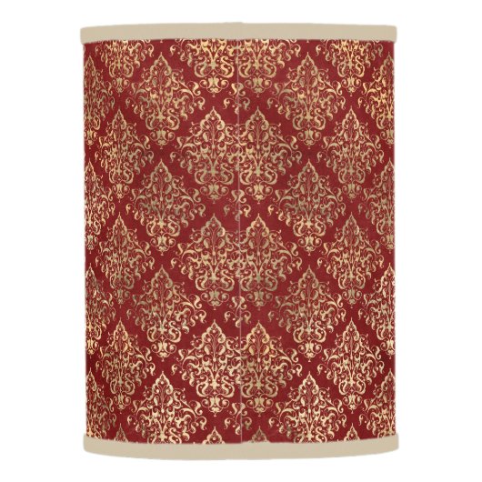 Elegant Red & Gold Pattern Custom Monogram Accent Lamp Shade (Back)