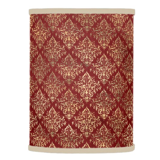 Elegant Red & Gold Pattern Custom Monogram Accent Lamp Shade (Right)