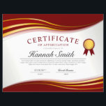 Elegant Red & Gold Professional Certificate Award<br><div class="desc">Elegant Red & Gold Wave Professional Certificate Award Flyer Featuring Red & Gold Medal.</div>