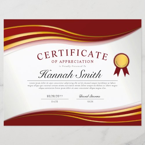 Elegant Red  Gold Professional Certificate Award