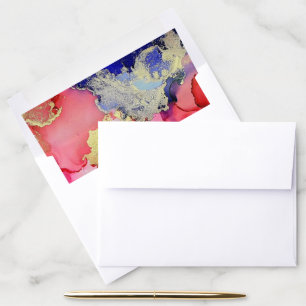 Elegant Red Gold Purple Wedding Envelope Liner
