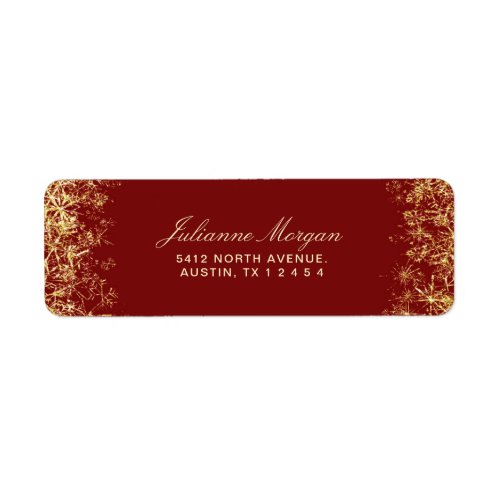 Elegant Red Gold Snowflakes Christmas  Label
