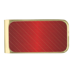Elegant Red Gold Striped Gold Finish Money Clip