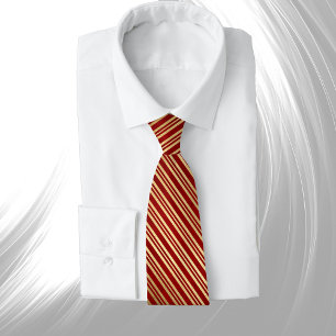 Elegant Red Gold Stripes Neck Tie