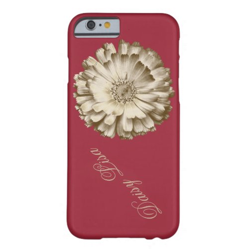 Elegant Red Gold sunflower Personalized name Barely There iPhone 6 Case