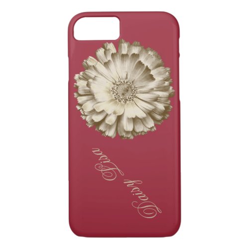 Elegant Red Gold sunflower Personalized name iPhone 87 Case