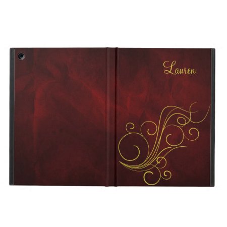 Elegant Red Gold Swirl Case For Ipad Air