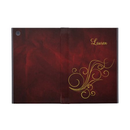 Elegant Red Gold Swirl Ipad Mini Cover