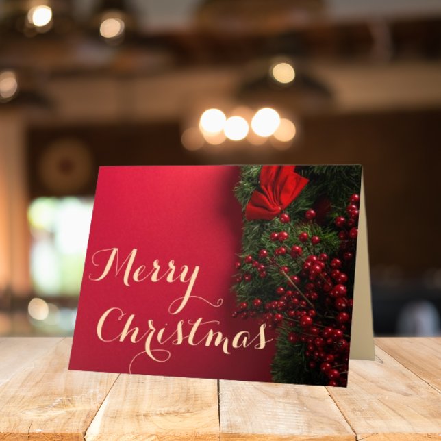 Elegant Red & Gold Typography Greenery Christmas  Thank You Card (Creator Uploaded)