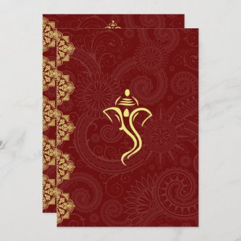 Elegant Red & Gold Vinayaka Wedding Design Invitation by EnduringMoments at Zazzle