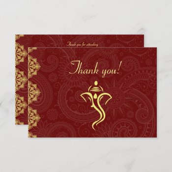 Elegant Red & Gold Vinayaka Wedding Thank You Card by EnduringMoments at Zazzle