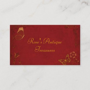 Elegant Red & Gold Vintage Butterflies Business Card by Lasting__Impressions at Zazzle